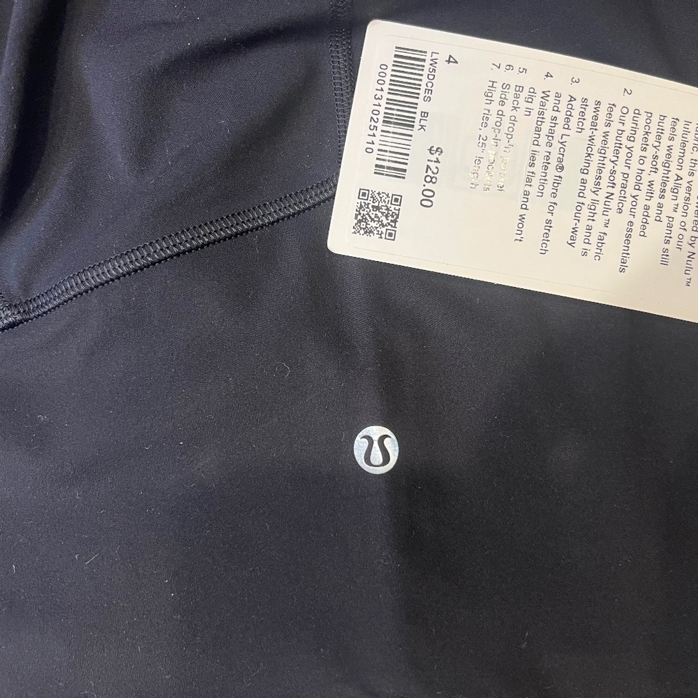 Lululemon Align 25” Leggings Black Size 4 NWT